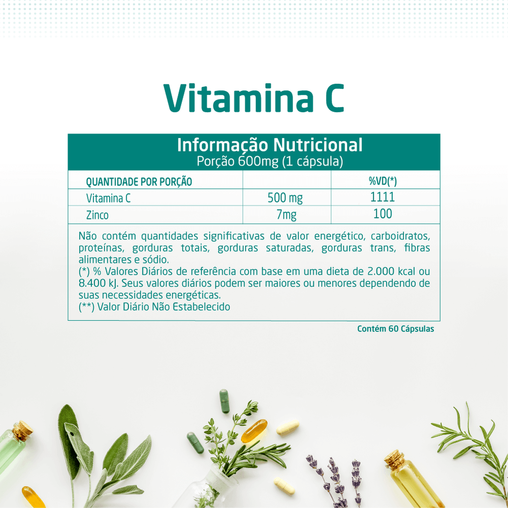 Vitamina C (120 cápsulas): Como tomar, benefícios